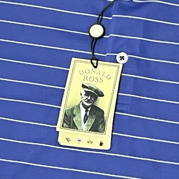 Donald Ross Men's Blue Striped Polo Shirt New Golf Golfer Shirt - Picture 3 of 6